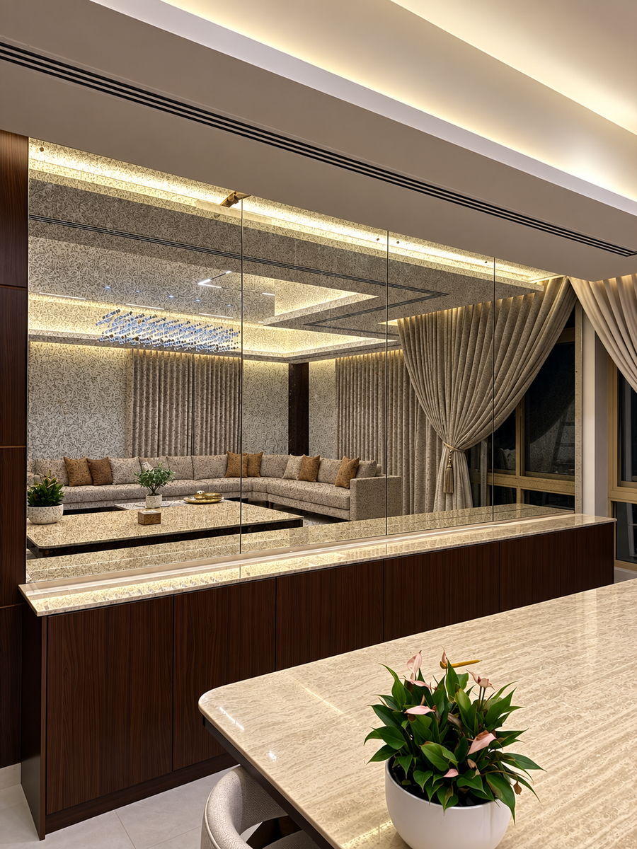 Custom Antique Mirror Wall Installation in Dubai