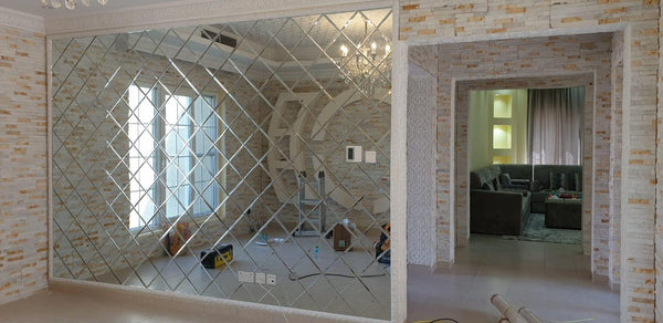 Decorative Diamond Mirror Wall Installation for Villa – Dubai